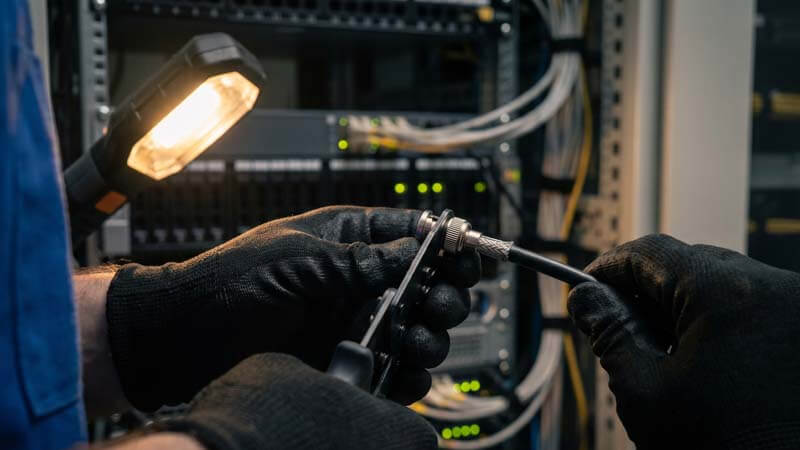 Обжим BNC разъема работа монтажника