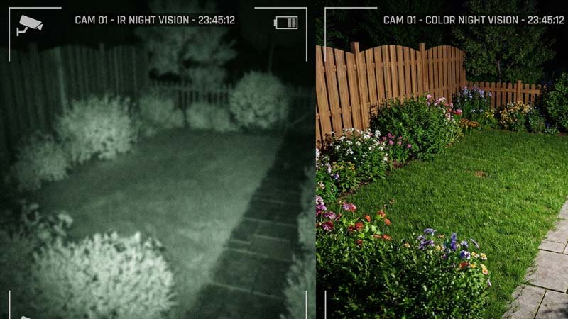 сравнение ночной съемки обычной камеры и технологии full color в темноте